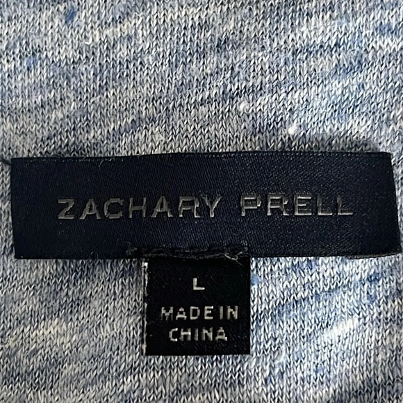 Zachary Prell Calluna Tonal Colorblock Linen Polo Shirt in Gray & Blue - Large - Picture 4 of 5